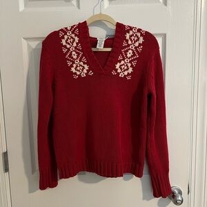 CK jeans Calvin Klein Red Sweater Hoodie Cotton White Fair Isle Style Medium